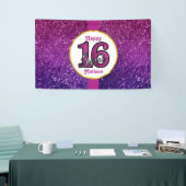 Roze en Paarse zoete 16 Sparkle Glitter Gemstone Spandoek (Beurs)