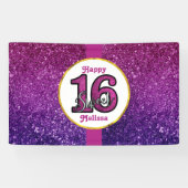 Roze en Paarse zoete 16 Sparkle Glitter Gemstone Spandoek (Horizontaal)