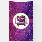 Roze en Paarse zoete 16 Sparkle Glitter Gemstone Spandoek (Verticaal)