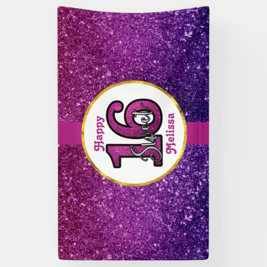 Roze en Paarse zoete 16 Sparkle Glitter Gemstone Spandoek (Verticaal)