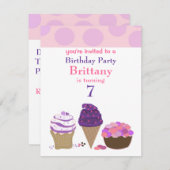 Roze en Paarse zoete behandelingen van de verjaard Kaart (Voorkant / Achterkant)