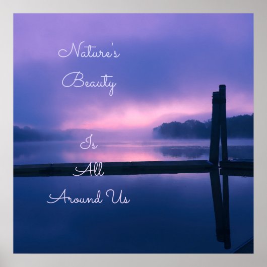 Roze en Paarse zon boven water Poster (Voorkant)