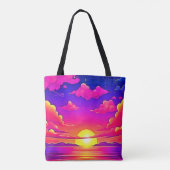 Roze en Paarse zonnebank Tote Bag (Achterkant)