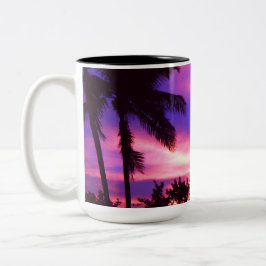 Roze en Paarse zonnepalm Tweekleurige Koffiemok