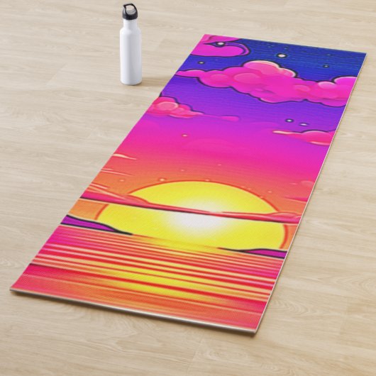 Roze en paarse zonsondergang yogamat (In situ)