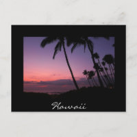 Roze en paarse zonsondergang zwarte Hawaï-briefkaa