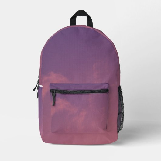 Roze en Paarse zonsondergangfoto Bedrukte Rugzak (Voorkant)