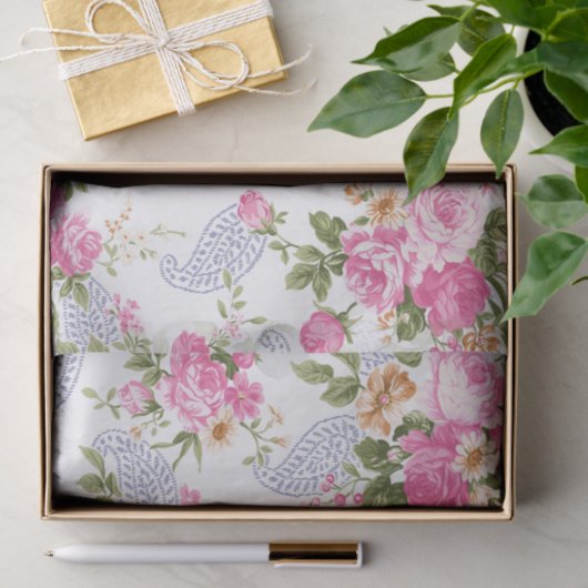 Roze en Paisley Tissuepapier (Geschenk)