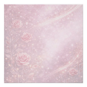 Roze en parelgrijze bloemen Ai kunst Perfect Poster