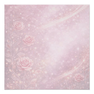 Roze en parelgrijze bloemen Ai kunst Perfect Poster