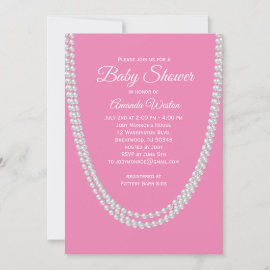 Roze en parellen Baby shower Kaart (Voorkant)