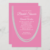 Roze en parels bruids douche uitnodiging (Voorkant / Achterkant)