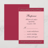 Roze en parels RSVP Kaartje (Voorkant / Achterkant)