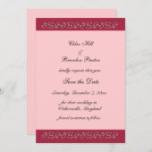 Roze en parels slaan de datum op save the date (Voorkant / Achterkant)