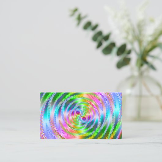 roze en pasteelfractalscope visitekaartje (Staand voorkant)