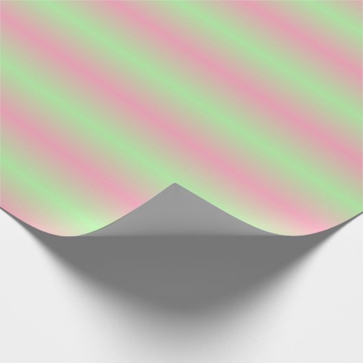 Roze en Pastel Groene Gradiënt Gestreept Cadeaupapier (Hoek)