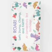 Roze en pastel meisjesdinosaurus spandoek (Verticaal)