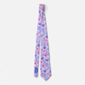 Roze en Pastelblauwe Waterverf Stropdas (Achterkant)