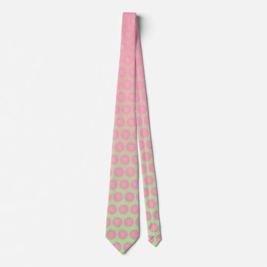 Roze en pastelgroene monogrammen stropdas (Voorkant)