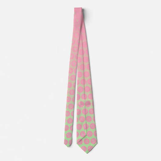 Roze en pastelgroene monogrammen stropdas (Achterkant)