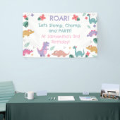 Roze en Pastelkleurig meisje met dinosaurus Spandoek (Beurs)