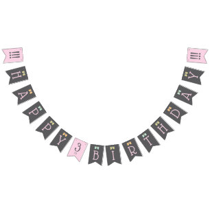 Roze en pastelvlinder Harten Bunting Vlaggen Vlaggetjes