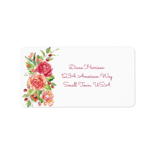 Roze en Peach Floral Wedding Return Address Label (Voorkant)