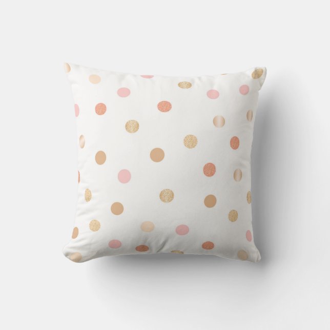 Roze en peach poka Dot Kussen (Voorkant)