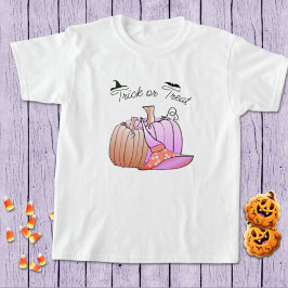 Roze en Peach Pumpkin Halloween T-shirt