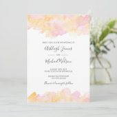 Roze en Peach Waterverf Weddenschap Kaart (Staand voorkant)