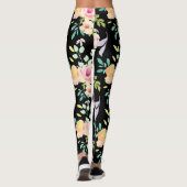 Roze en Perzige Waterverf Flowers Leggings (Achterkant)