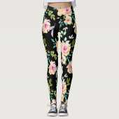 Roze en Perzige Waterverf Flowers Leggings (Voorkant)