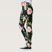 Roze en Perzige Waterverf Flowers Leggings (Links)