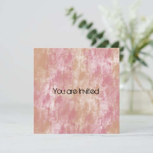 Roze en Perzik Abstract Baby shower nodigt uit Kaart (Staand voorkant)