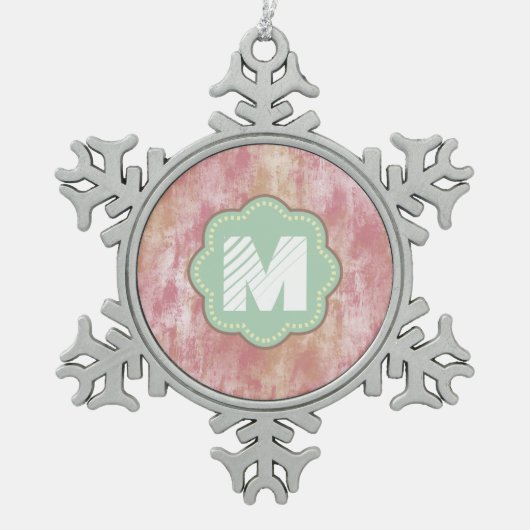 Roze en perzik Abstract Tin Sneeuwvlok Ornament (Voorkant)