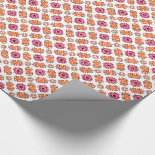 Roze en Perzik Bloem Spiegel Patroon Gift Wrap Cadeaupapier (Hoek)