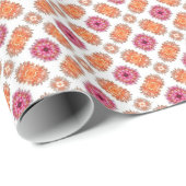 Roze en Perzik Bloem Spiegel Patroon Gift Wrap Cadeaupapier (Rol Hoek)