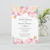 Roze en perzik bloemen. Bloemen vrijgezellenfeest Kaart (Staand voorkant)