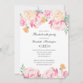 Roze en perzik bloemen. Bloemen vrijgezellenfeest Kaart (Voorkant)