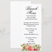 Roze en Perzik Bloemen Bruiloft Menu Kaart (Voorkant / Achterkant)