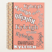 Roze en Perzik Bloemen Gepersonaliseerd  Planner (Voorkant)