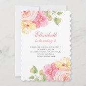 Roze en perzik bloemen. Meisje bloemen verjaardags Kaart (Voorkant)