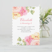 Roze en perzik bloemen. Meisje bloemen verjaardags Kaart (Staand voorkant)