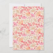 Roze en perzik bloemige babyshower uitnodiging (Achterkant)