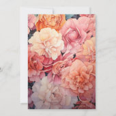 Roze en Perzik Bloemige Bruiloft Kaart (Achterkant)