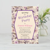roze en perzik bloemige verjaardag kaart (Staand voorkant)