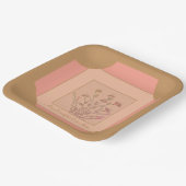 Roze en perzik bloemvierkant papieren bordje (Gebogen)