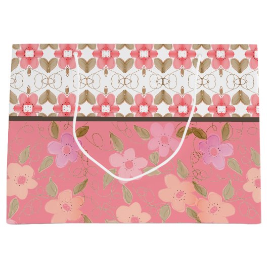 Roze en perzik Elegant Groot Cadeauzakje (Voorkant)