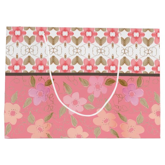 Roze en perzik Elegant Groot Cadeauzakje (Achterkant)