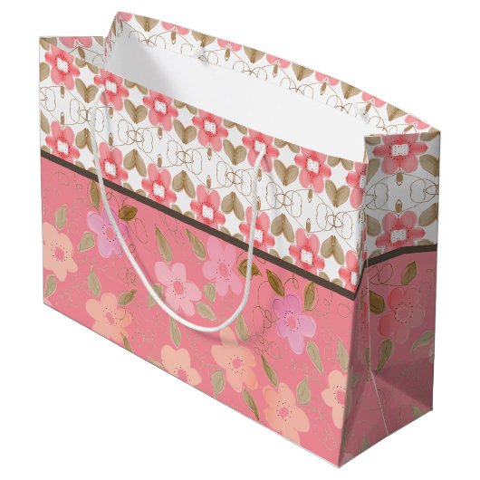 Roze en perzik Elegant Groot Cadeauzakje (Achterkant Gekanteld)